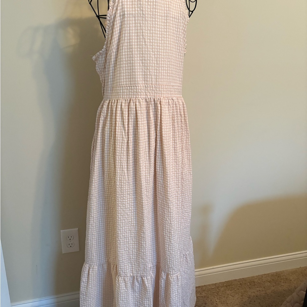 Cream Gingham Maxi Dress - Picture 3 of 4